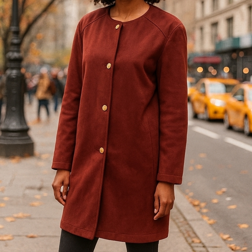 Marc New York Rust Burnt Orange Suede Jacket – 1X, Timeless Fall Layer with Gold - Picture 1 of 9